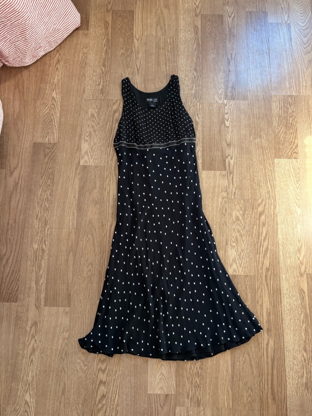 Style & Co. Black Maxi Dress with White Polka Dots